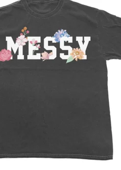 Brands In Messy Flowers Charcoal Washed Boyfriend Fit T-Shirt