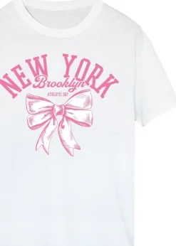 Brands In New York Brooklyn Bow White Boyfriend Fit T Shirt