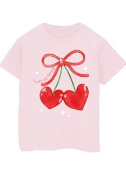 Brands In Pink Cherry Hearts T-Shirt (3-13 Years)