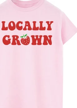Brands In Strawberry Locally Grown Pink Boyfriend Fit Graphic T-Shirt