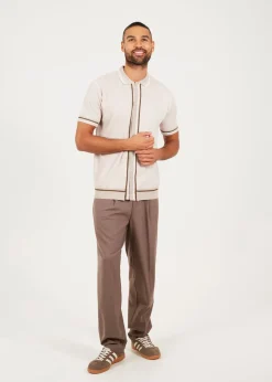 Brave Soul Beige Knitted Short Sleeve Shirt