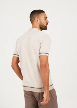 Brave Soul Beige Knitted Short Sleeve Shirt