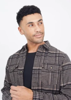 Brave Soul Black Cotton Blend Long Sleeve Check Shirt