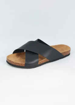 Brave Soul Black Crossover Strap Sandals