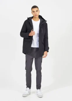 Brave Soul Black Lightly Padded Hooded Mac Jacket