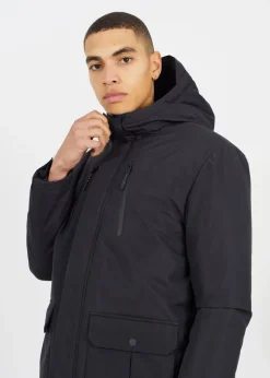 Brave Soul Black Lightly Padded Hooded Mac Jacket