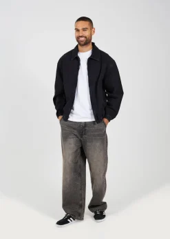 Brave Soul Black Oversized Denim Bomber Jacket