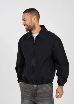 Brave Soul Black Oversized Denim Bomber Jacket