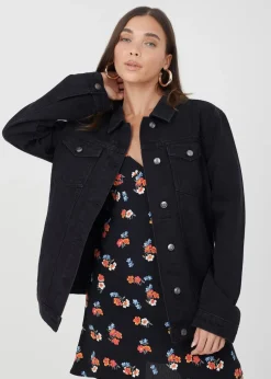 Brave Soul Black Oversized Denim Jacket