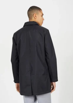 Brave Soul Black Oxford Long Length Zip Through Mac