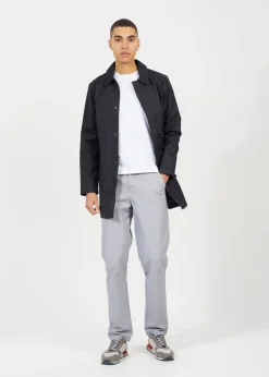 Brave Soul Black Oxford Long Length Zip Through Mac