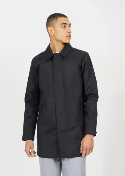 Brave Soul Black Oxford Long Length Zip Through Mac