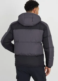 Brave Soul Black Panel Detail Padded Hooded Jacket