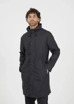 Brave Soul Black Rubberised Hooded Parka Style Jacket