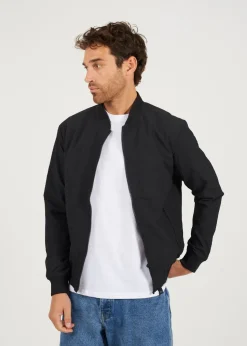 Brave Soul Black Seersucker Bomber Jacket