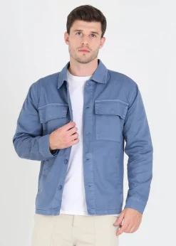 Brave Soul Blue Cotton Twill Shacket