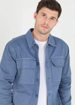 Brave Soul Blue Cotton Twill Shacket