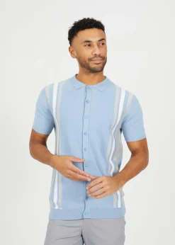 Brave Soul Blue Knitted Short Sleeve Shirt