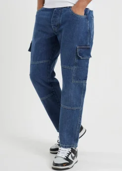 Brave Soul Blue Loose Fit Cargo Style Denim Jeans