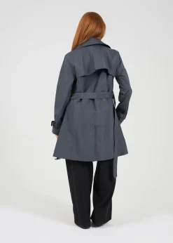 Brave Soul Charcoal Double Breasted Short Trench Coat