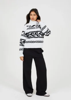 Brave Soul Cream Quarter Zip Printed  Sherpa Fleece