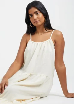 Brave Soul Cream Smock Tiered Midi Dress