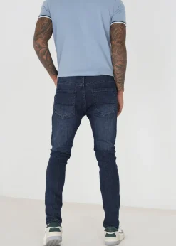 Brave Soul Dark Blue Cotton Blend Skinny Fit Denim Jeans