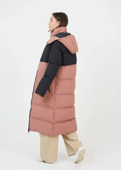 Brave Soul Dusty Pink Maxi Contrast Hooded Puffer Jacket