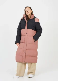 Brave Soul Dusty Pink Maxi Contrast Hooded Puffer Jacket