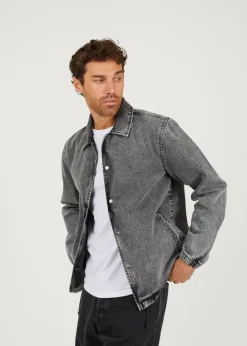 Brave Soul Grey Denim Coach Style Jacket