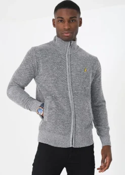 Brave Soul Grey Funnel Neck Zip Through Knitted Jumper
