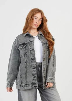 Brave Soul Grey Oversized Denim Jacket