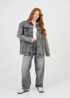 Brave Soul Grey Oversized Denim Jacket