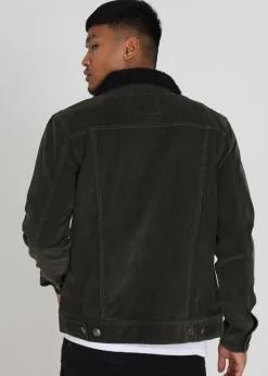 Brave Soul Khaki Borg Collar Cord Jacket