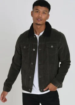 Brave Soul Khaki Borg Collar Cord Jacket