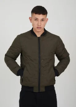 Brave Soul Khaki Heat Seal Bomber Style Jacket