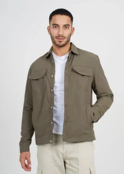 Brave Soul Khaki Lightweight Patch Pocket Shacket
