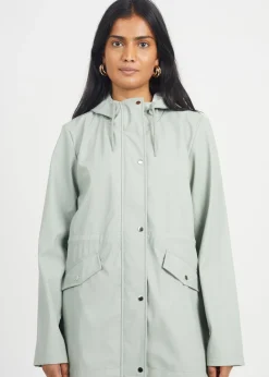 Brave Soul Soft Green Hooded Rain Mac