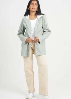 Brave Soul Soft Green Hooded Rain Mac