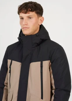 Brave Soul Stone Colour Block Hooded Jacket