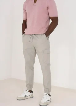 Brave Soul Stone Cotton Linen Blend Cargo Trousers