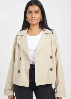 Brave Soul Stone Double Breasted Short Trench Coat