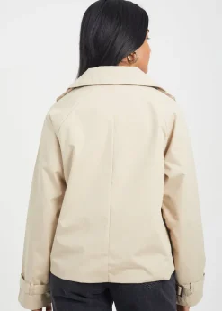 Brave Soul Stone Double Breasted Short Trench Coat