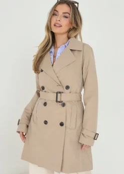 Brave Soul Stone Double Breasted Short Trench Coat