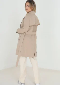 Brave Soul Stone Double Breasted Short Trench Coat