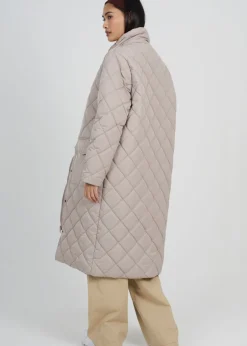 Brave Soul Stone Longline Diamond Quilted Jacket