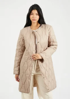 Brave Soul Stone Longline Quilted Jacket