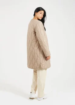 Brave Soul Stone Longline Quilted Jacket