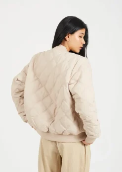 Brave Soul Stone Quilted Bomber Jacket