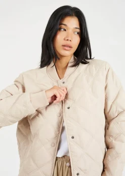 Brave Soul Stone Quilted Bomber Jacket